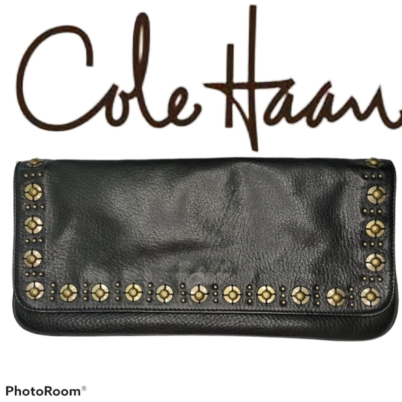 Handbags - Cole Haan black Leather Studded Clutch